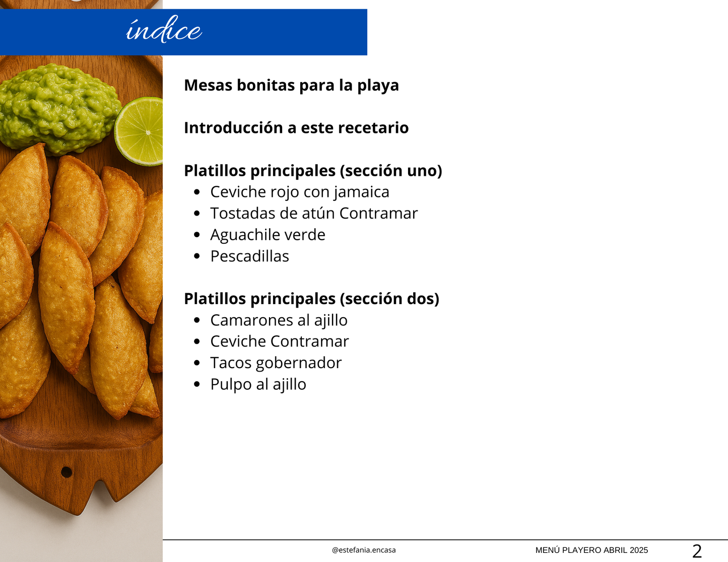MENÚ PLAYERO